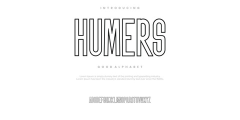 Humers Modern minimal abstract alphabet fonts. Typography technology, electronic, movie, digital, music, future, logo creative font. vector illustration