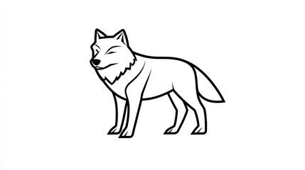 Obraz premium Wolf standing, facing left, white background, for educational or design use