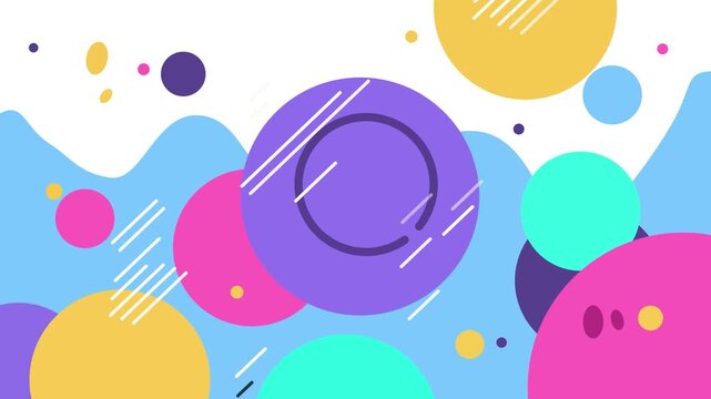 colorful memphis style geometric shapes animation