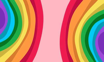 Obraz premium Curved rainbow colorful background design