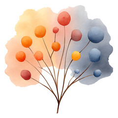 A whimsical watercolor illustration of colorful abstract flower shapes.