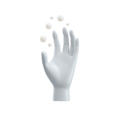 Illustrative hand with bubbles representing creativity and expression.