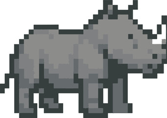 Fototapeta premium Rhinoceros pixel art, eps 10 illustration
