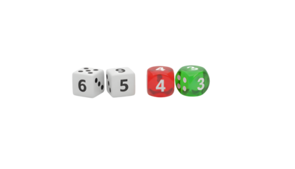 Colorful Ludo dice bundle isolated on transparent background