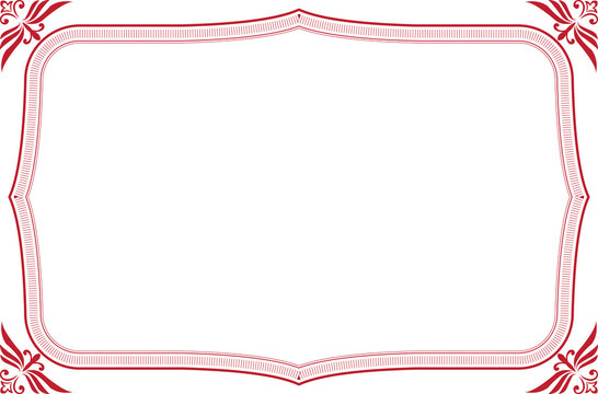 Elegant Vintage Ornate Red Frame Border. 1365