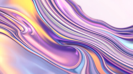 Vibrant abstract iridescent fluid waves shimmering with a metallic pearlescent sheen, creating a dynamic holographic gradient background texture for modern design projects and digital art