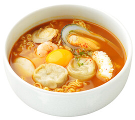 Spicy Korean Seafood Noodle Soup with Rice Cake