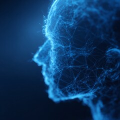 Fototapeta premium Stunning AI headshot with intricate glowing network connections, perfect for tech, science, and innovation concepts with a modern, futuristic feel