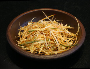 Spicy Korean Shredded Scallions Salad in a Bowl