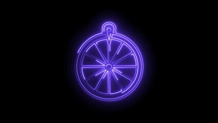 Glowing neon christmas ornament design with round shape on black background animation - Powered by Adobe
