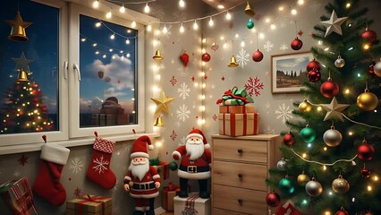 Holiday Atmosphere on the Final Evening of the Year as the Clock Approaches