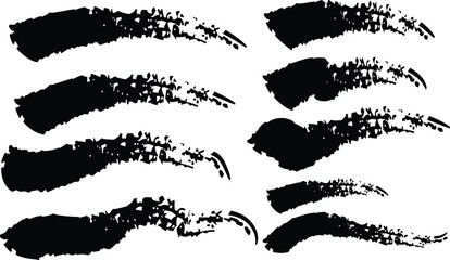 Collection of black ink brush strokes on a white background