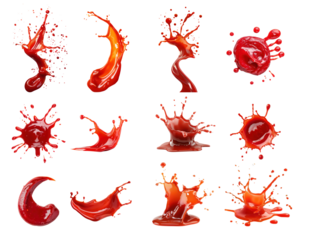 Collection of a splash of ketchup on a curve shape bold lines stunning isolate on transparency background