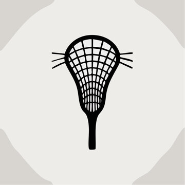 netted whisper lacrosse head black pocket emblem framed by abstract symmetrical pattern