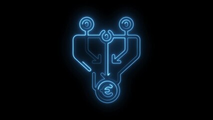 Neon style european union funding funnel conversion with two input sources on black background - Powered by Adobe
