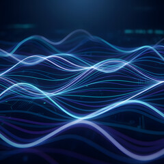 Naklejka premium Digital Blue Wave Tech Pattern Background
