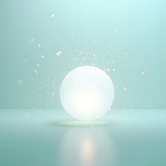 Blue crystal ball on a reflective blue background