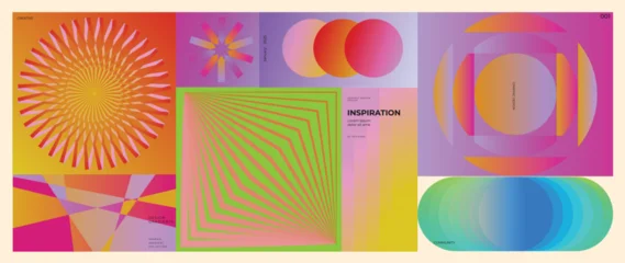 Fotobehang Sportwinkel Abstract gradient geometric poster vector set with circles, waves, layered arches and optical shapes. Designed for modern posters, backgrounds, web banners, product packaging and digital design.  © TWINS DESIGN STUDIO