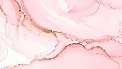 Elegant Pink and Gold Alcohol Ink Abstract Background.