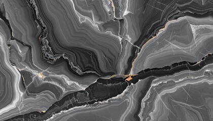 Elegant Black and White Marble Texture with Gold Veins.