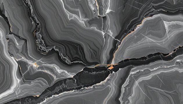 Elegant Black and White Marble Texture with Gold Veins.