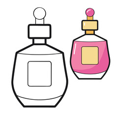 A beautiful perfume bottle coloring page featuring an elegant glass design with ornate details, ready to be filled with creative colors and fragrant imagination.
