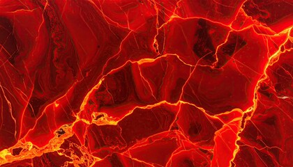 Vibrant Red Hot Lava with Golden Veins Texture Background.