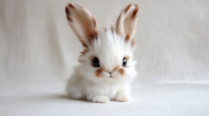 Obraz premium Fluffy bunny rabbit, studio shot, white background, cute pet
