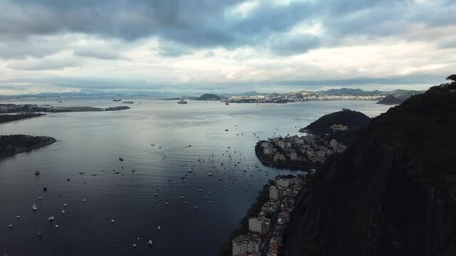 Plane flying over Rio de Janeiro near Morro da Urca