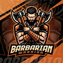 Barbarian warrior esport mascot logo design