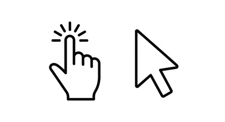 A simple illustration depicting a hand clicking a computer mouse cursor