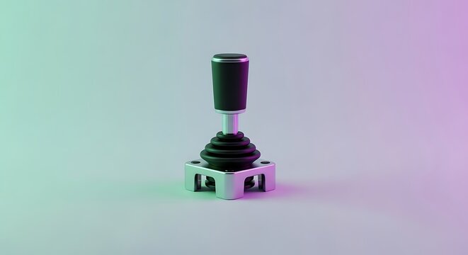 Retro joystick controller with vibrant neon lighting perfect for gaming enthusiasts