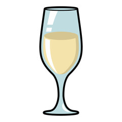 Yellow Cartoon Champagne Flute Glass Icon Illustration