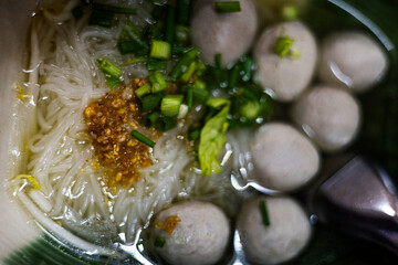 Hot Beef Meatball Noodle Soup Bowl