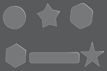 Various geometric shapes in gray color on a dark gray background