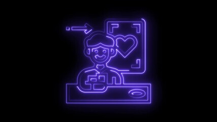 Neon style influencer with heart and attention arrow promoting digital engagement video