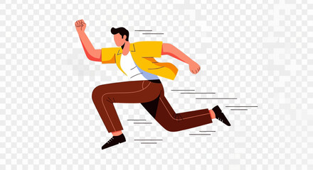 Dynamic Runner Illustration - Agile Person Leaping Forward (Transparent PNG)