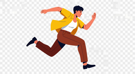 Dynamic Runner Illustration - Agile Person Leaping Forward (Transparent PNG)