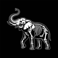 Elephant Skeleton Illustration Gothic Animal Bone Vector
