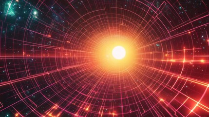 Obraz premium Cosmic tunnel, vibrant energy, starfield, futuristic travel, website banner