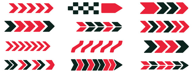 Obraz premium Racing stripes and vehicle graphic vector collection featuring checkered flags, drift decals, and motion speed lines for motorsport-inspired car, motorcycle, and truck design templates.