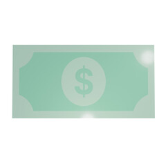 A 3D rendered single money bill laying flat on a black background. Minimalistic concept representing a single transaction, finance, savings, investment, or payment. Ideal for use in banking, png.