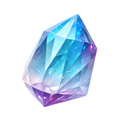 Shimmering Cosmic Crystal Gemstone Illustration - Blue Purple Faceted Jewel on transparent background