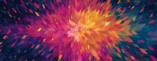 Burst of Color: A mesmerizing burst of vibrant colors explodes outwards, creating a dynamic and visually stimulating abstract composition that evokes energy and excitement.