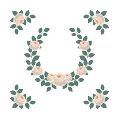 Pastel Rose Floral Frame Vector &ndash; Elegant Botanical Card Template with Pink Roses and Decorative Border