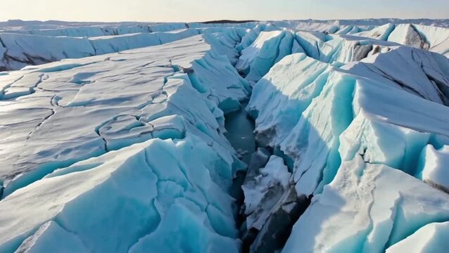 Glacier cracks due to global warming