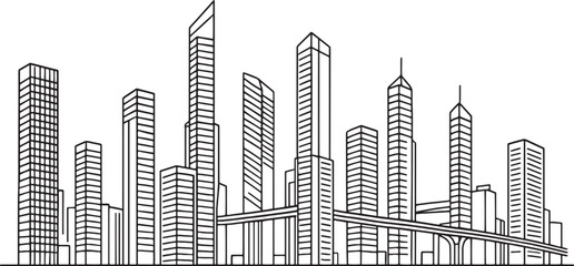 Obraz premium illustration of Shenzhen’s futuristic innovation hub linear skyline