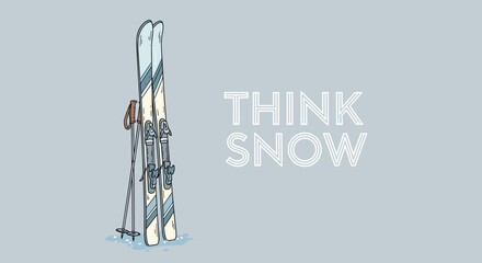 Inspirational Winter Sports Decor Featuring Skis with a Snow Theme for Ski Enthusiasts and Winter Lovers