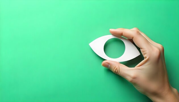 An individual holds a paper eye cutout, emphasizing glaucoma awareness and the importance of protecting eye health through screenings