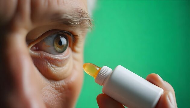 An elderly man uses eye drops, highlighting the importance of glaucoma awareness and regular eye examinations